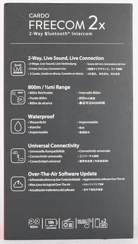 Cardo Systems FREECOM 2X Motorcycle 2-Way Bluetooth Communication System Headset - Black, Single Pack