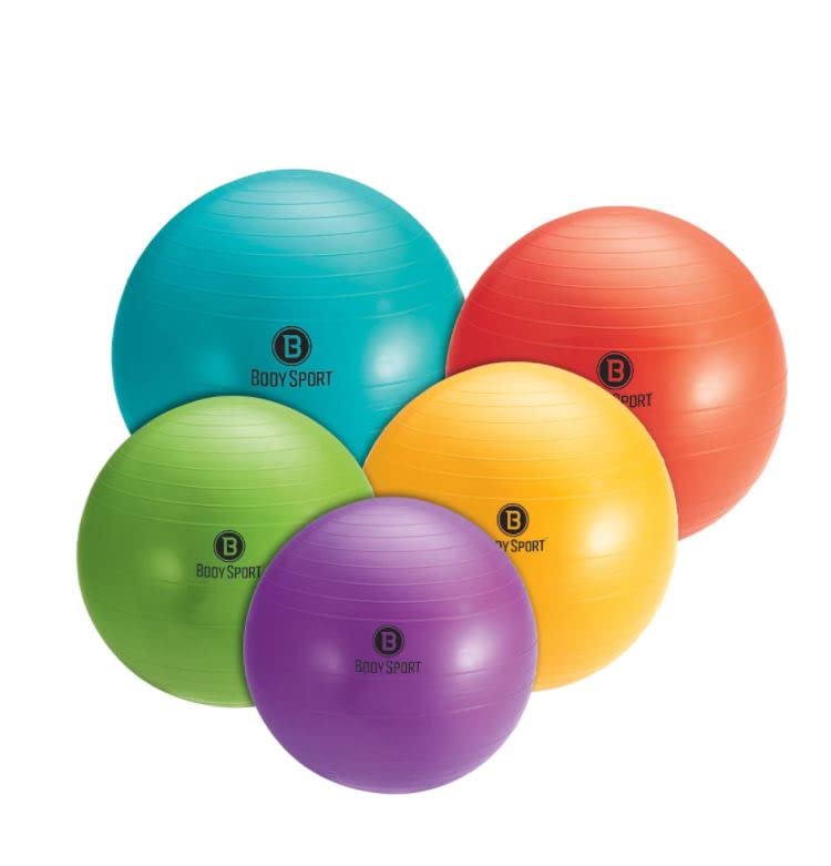 Body Sport Slow Release 55cm Exercise Ball with Pump, Gym Equipment for Home or Office, Stability Fitness Ball, Pregnancy Ball, Core Strength Training Equipment