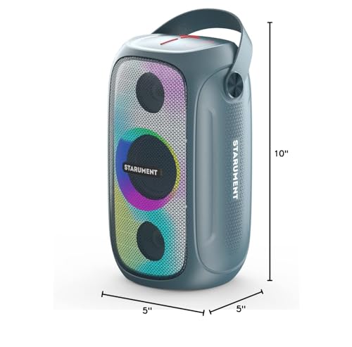 Starument MS-PB55 Party Speaker - Wireless Portable Speaker with Loud HiFi Sound, LED Lights, Cool Unique Design - IPX5 Waterproof, Rechargeable 3600mAh Battery - Compact Home & Outdoor Travel Speaker