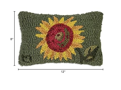 Chandler 4 Corners Artist-Designed Sunflower Hand-Hooked Wool Decorative Throw Pillow - Flower Themed Pillow for Couches & Beds - Easy Care & Low Maintenance-Nature, Garden, Floral Pillow