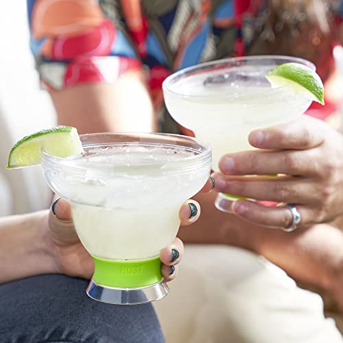 HOST FREEZE Margarita Glasses, Stemless Frozen Cocktail Cup, Double Wall Insulated Daiquiri Plastic Tumblers, Tequila Drinking Gift Green Set of 2