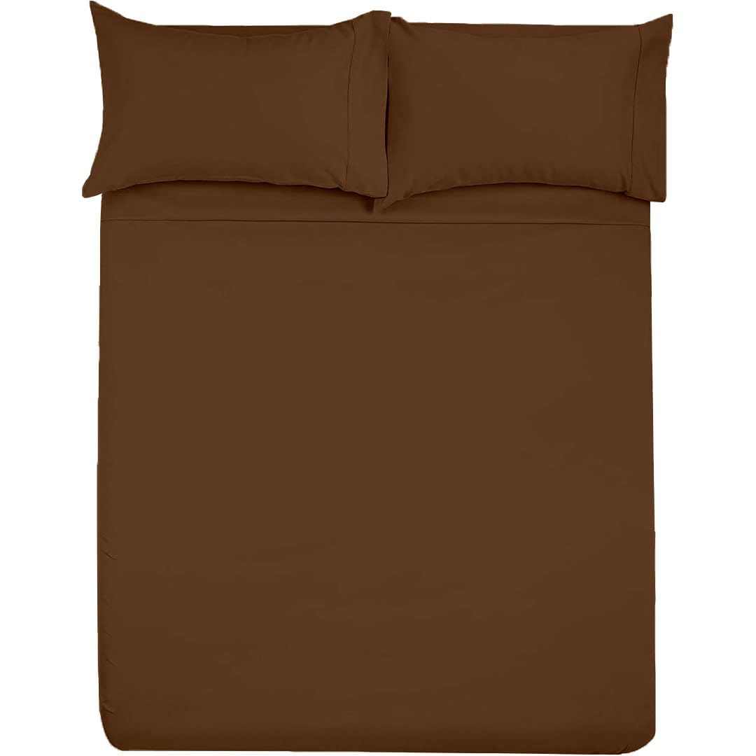 SlumberWell 4 Piece Luxury Soft Microfiber Fitted Bed Sheet Set for Campers, 8 to 12 Inch Deep Pocket, RV Three Quarter 48 x 75 3/4 Full Bunk, Chocolate