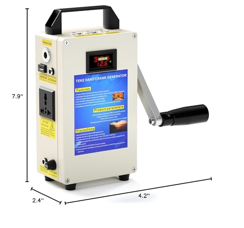 150W Hand Crank Generator, Portable Power Station w/Folding Handle, Aluminum Alloy Small Inverter Generator Rechargeable for Home Camping Outdoor Smartphone Charger