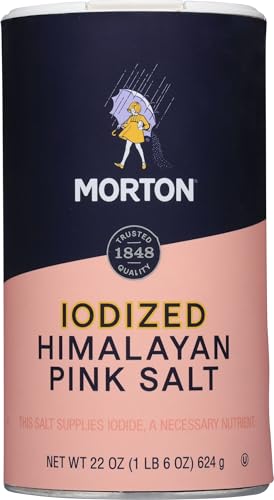 Morton Iodized Himalayan Pink Salt, 22 oz (2 Pack)