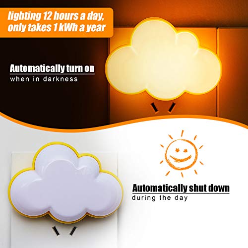 Mudder 2 Pack Night Light Plug into Wall Soft LED Night Light Cute Wall Nursery Lamp Warm Sensor Plug-in Intelligent Nightlight for Bedroom Hallway(Cloud,Yellow)