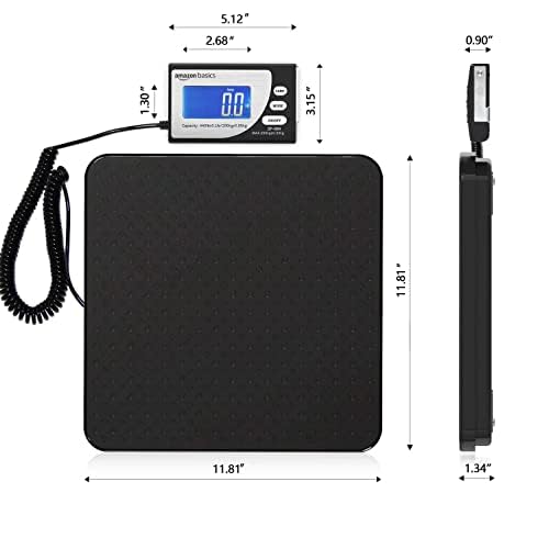 Amazon Basics Digital Postal Scale, Heavy Duty Weighing Platform for Packages, Shipping, 660 lb Capacity, 1 Ounce Readability, Portable, Black