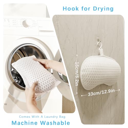 Bathtub Bath Pillows for Tub - Bathtub Pillow for Neck & Back Support with Ergonomic TPE, 4D Mesh Upgraded Bath Tub Pillow Headrest with 3 Strong Suction Cups & Hook, Bathroom Accessories, Spa Gifts