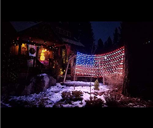 American Advanced Flag String Lights, Waterproof Led Flag Net Light of The United States for Memorial Day, Garden Decoration, Festival, Holiday, Party Decoration,Christmas Decorations (Plug in Power)
