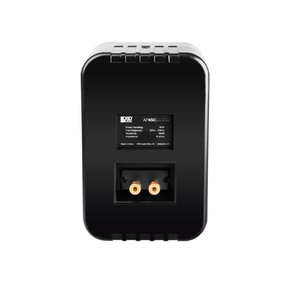 OSD 4" Outdoor Patio Speaker Pair 80W, IP54 Weather Resistant, Aluminum Grilles Black AP450