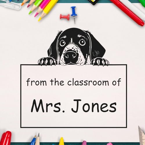 German Shorthaired Pointer Dog Stamp - Pre-Inked Customized Teacher Stamp for After-School Program Instructors, Ideal for Books and Educational Materials - Unique German Shorthaired Pointer Design