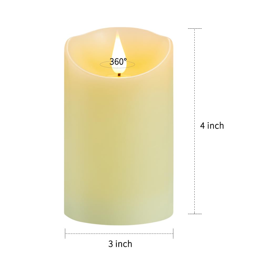 Guluto Flickering Flameless Candles with Rechargeable Battery, Electronic Candles with Remote and Timer, led Pillar Candles Real Wax Wick, led Candles for Home, Wedding, Halloween, Christmas 3" x 4"