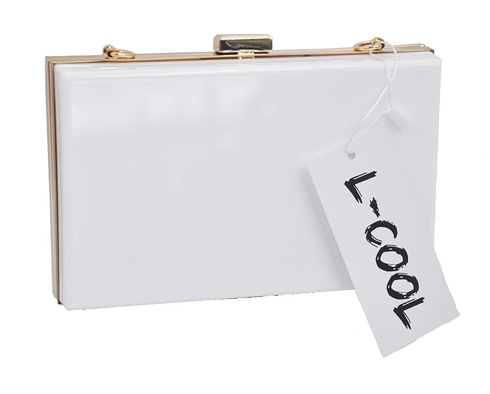 L-COOL Cute Acrylic Shoulder Bag Crossbody Bag Evening Clutch Purse Handbag With 2 Gold Chain For Women(White)