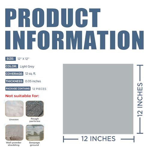 Chic Stone Vibe Underfoot – Peel and Stick Flooring Tiles, Upgraded 12"x12" Thick Vinyl Grey Tones Floor Tiles Waterproof, Residue-Free DIY for Instant Ambiance (12 Tiles)