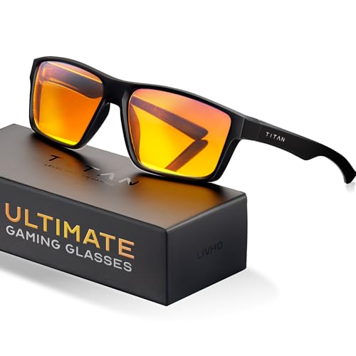 Titan Gaming Glasses, Anti Blue Light Glasses Men, UV400 Protection Blue Light Blocking Glasses for Computer Eye Strain