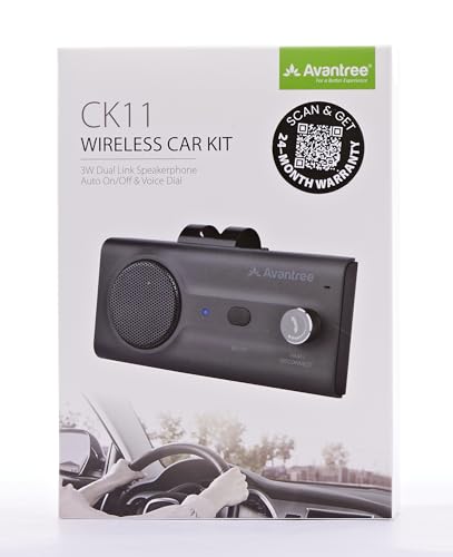 Avantree CK11 Hands Free Bluetooth 5.0 Car Kits, 3W Loud Speakerphone, Support Siri Assistant & Motion Auto On Off, Volume Knob, Wireless in Car Handsfree Speaker with Visor Clip - Titannium