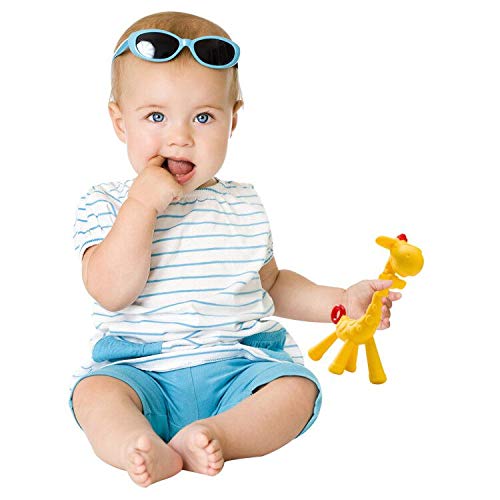SHARE&CARE BPA Free Silicone Giraffe Baby Teether Toy with Storage Case, for 3 Months Above Infant Sore Gums Pain Relief and Baby Shower, Baby Teething Toys (Yellow)