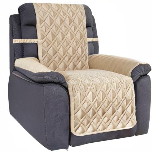Ameritex Waterproof Nonslip Recliner Cover Stay in Place, Dog Chair Cover Furniture Protector, Ideal Recliner Slipcovers for Pets and Kids (Beige, 23")
