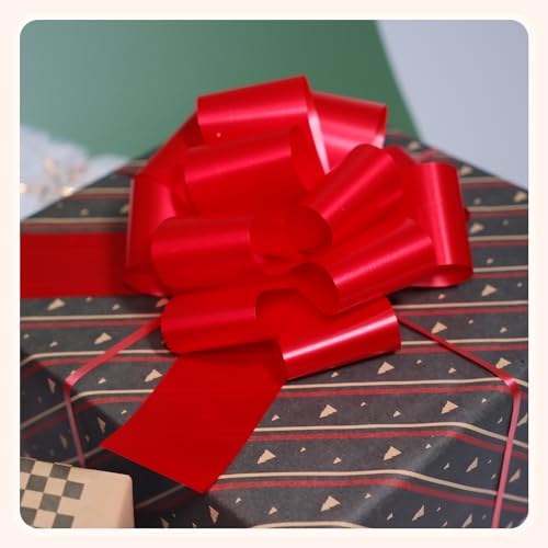 12 Pcs 6 Inch Red Pull Bows, Perfect for Gift Wrapping, Gift Wrapping Baskets Wedding Christmas Party Decorations, Crafts – Quality Pull Bows for Gifts and Decorations