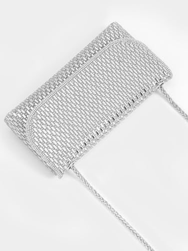 Coucoland Clutch Purses for Women, Formal Evening Bags with Glitter Rhinestones Party Shoulder Bag Wedding Cocktail Prom (Silver)