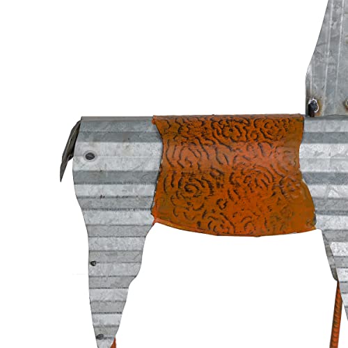 Alpine Corporation 30" H Outdoor Metal Rustic Standing Reindeer Lawn Christmas Holiday Decoration, Christmas Decoration