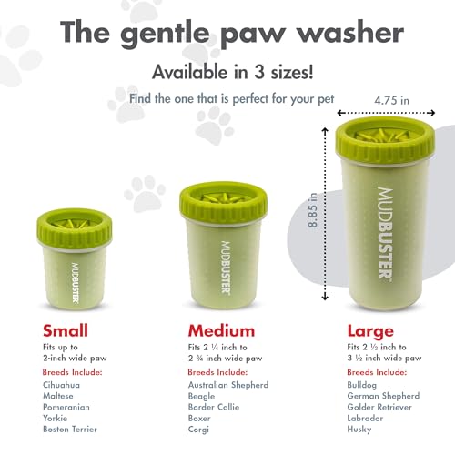 Dexas MudBuster Portable Dog Paw Cleaner, Green Large Paw Cleaning Solution for Premium Pet Supplies