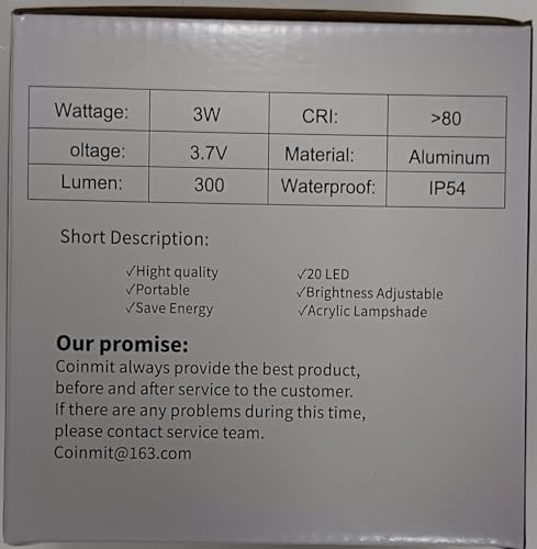 Coinmit LED Bottle Lamp 5500 mAh Battery Portable Table Lamp Waterproof Cordless Night Light for Outdoor Restaurant Bedroom Black