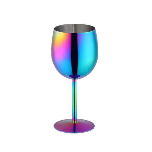 DOCBLACK Unbreakable Wine Glasses set Stainless Steel Red White Wine Goblet Metal 11.8 oz(350 ml) Fancy Unique Glasses for Wine Lovers Gifts Champagne Cocktail Tall Glasses Colorful(Rainbow 1-Piece)