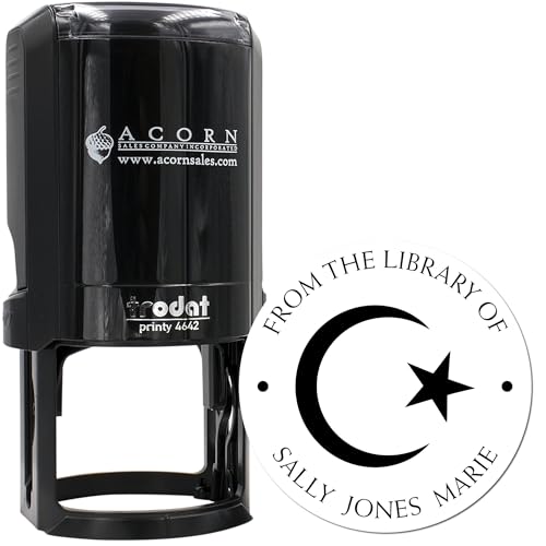 Personalized Name and Book Stamper - Self-Inking Respected Crescent Customized Library Stamp for Imams - Custom Book Stamp - Ideal for Personal Libraries, Religious Books, and Educational Materials