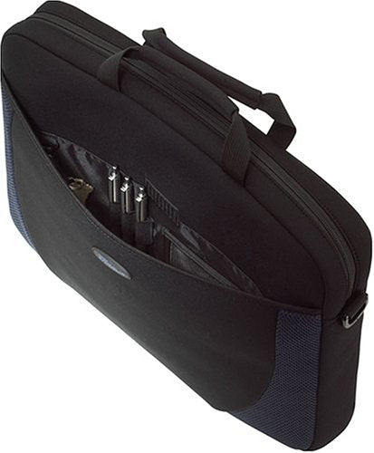 Targus Neoprene Slipcase Sleeve with Shoulder Strap for 17-Inch Laptops, Black with Blue Accents (CVR217)