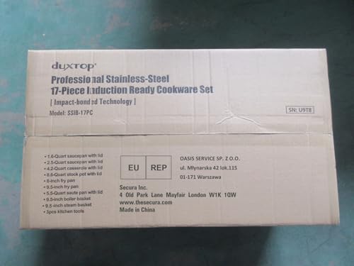 Duxtop Professional Stainless Steel Pots and Pans Set, 17PC Induction Cookware Set, Impact-bonded Technology