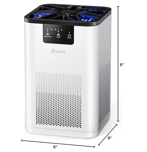 AROEVE Air Purifiers for Bedroom Air Purifier With Aromatherapy Function For Pet Smoke Pollen Dander Hair Smell 20dB Air Cleaner For Bedroom Office Living Room, MK06- White(Available for California)