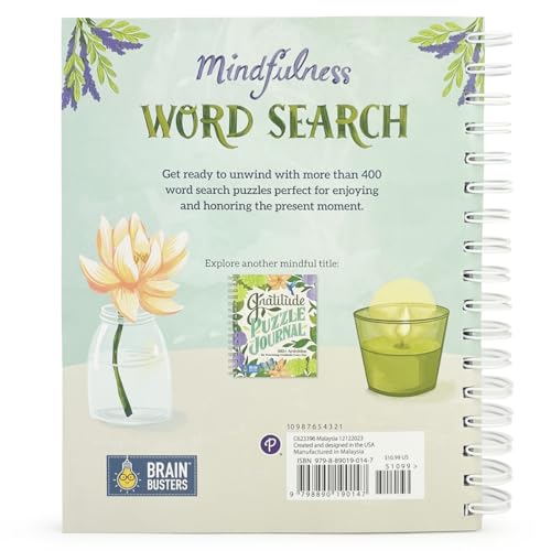 Mindfulness Word Search Book - Spiral-Bound Puzzle Multi-Level Word Search Book for Adults Including More Than 400 Puzzles; Puzzles for Self-Care and a Zen Mind (Brain Busters)