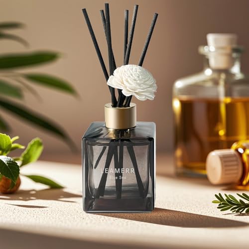 LEAMERR Reed Diffuser Set, 6.1 oz (180 ml) Rouge Scented Diffuser with Sticks Long-Lasting Home Fragrance Reed Diffuser for Home Room Office Bathroom Shelf Decor