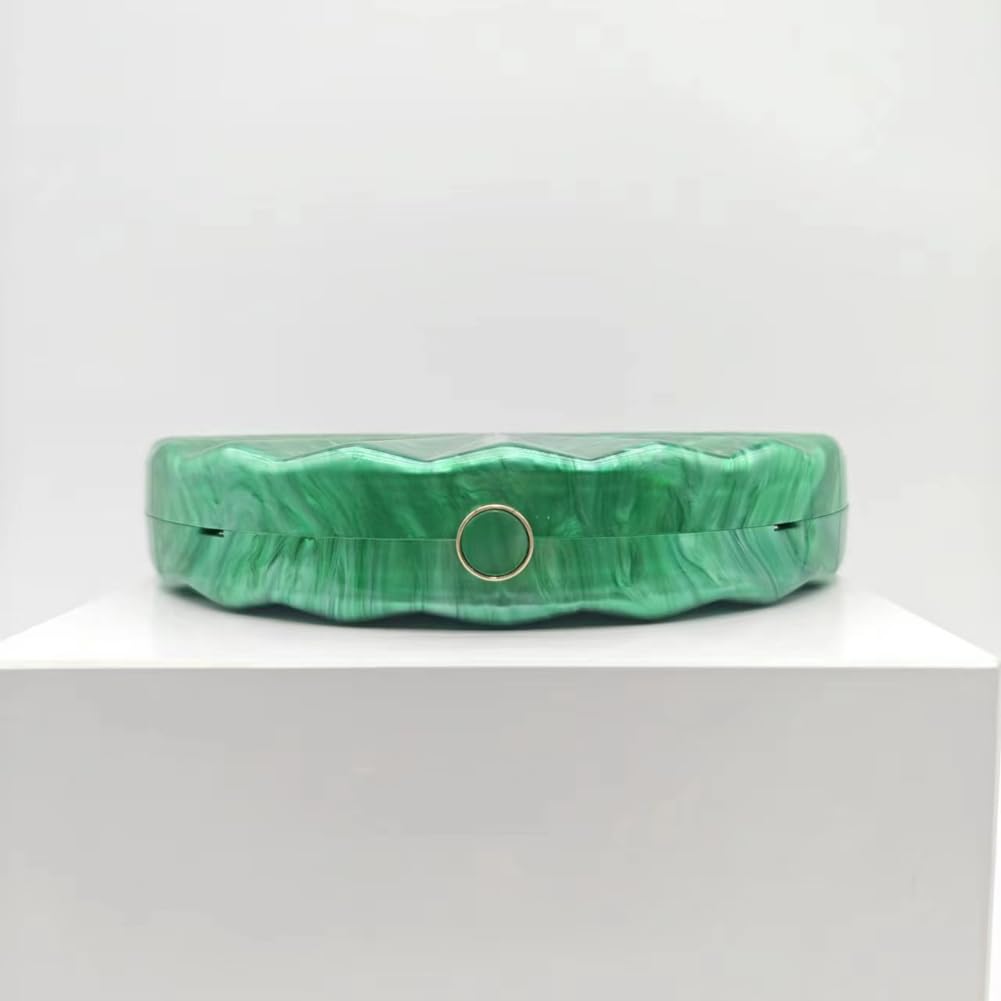 Acrylic Clutch Half Round Shaped Acrylic Bag Luxury Marble Evening Purses for Women Glitter Handbag for Wedding Cocktail Party Prom New 2024