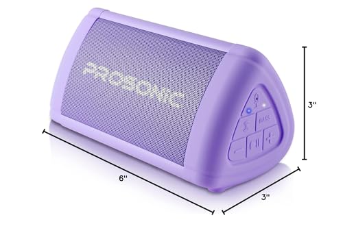 Prosonic BT3 Portable Wireless Bluetooth Speaker with 10W Stereo Sound & Bass Boost -Rich Sound & Intense Bass -Bluetooth 5.0 -Microphone -IPX5 - in & Outdoor Speaker (Purple)