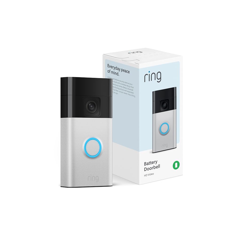 Ring Battery Doorbell, Head-to-Toe Video, Live View with Two-Way Talk, and Motion Detection & Alerts (newest model), Satin Nickel