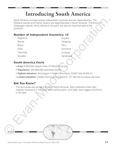 Evan-Moor Educational Publishers The World: Reference Maps & Forms Book (World & U.S. Maps)