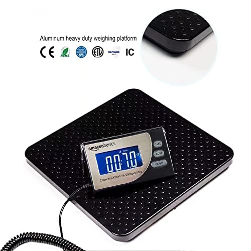 Amazon Basics Digital Postal Scale, Heavy Duty Weighing Platform for Packages, Shipping, 660 lb Capacity, 1 Ounce Readability, Portable, Black