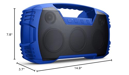 Houl Zallee IPX7 Waterproof Bluetooth Speaker, 40W (60W Peak) Portable Wireless Speakers, 32H Playtime, Stereo Loud Sound, Deep Bass, Bluetooth 5.0, Built-in Mic for Camping, Party, Gifts, Beach-Blue