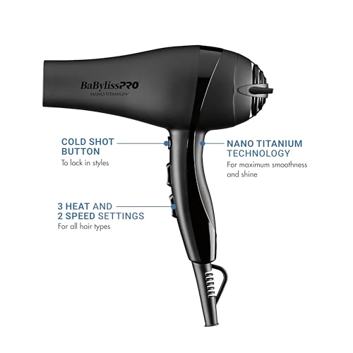BaBylissPRO Nano Tianium Limited Edition Black and Blue Professional Ionic Hair Dryer