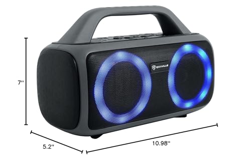 Rockville RPB50 40W Portable Bluetooth Speaker, TWS Linking, LED Lights, Long Battery, Perfect for Parties and Outdoor Adventures