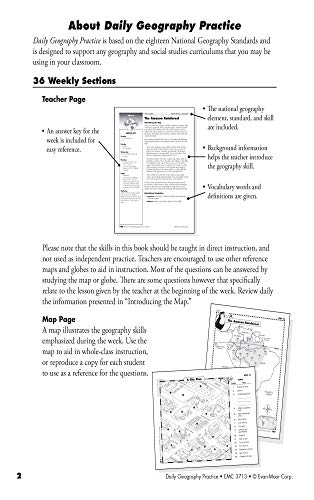 Evan-Moor Daily Geography Practice, Grade 4, Homeschooling and Classroom Resource Workbook, Reproducible Worksheets, Teaching Edition, Downloadable Maps, USA, World, Continents, Oceans, Countries