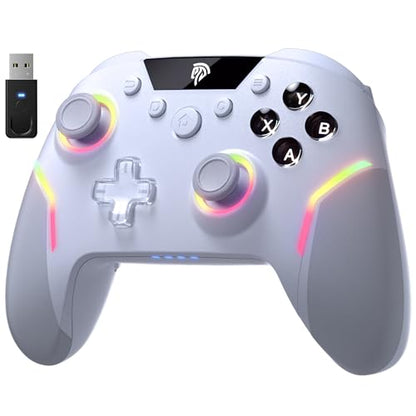 EasySMX X20 Wireless Gaming Controller with RGB Backlit, 2-Stage Hall Effect Stick, 1000Hz Polling Rate, 6-Axis Gyro on Multi-Platform, Mech Buttons- Compatible with PC/Switch/Steam/Android