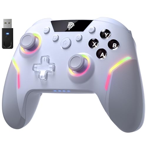 EasySMX X20 Wireless Gaming Controller with RGB Backlit, 2-Stage Hall Effect Stick, 1000Hz Polling Rate, 6-Axis Gyro on Multi-Platform, Mech Buttons- Compatible with PC/Switch/Steam/Android