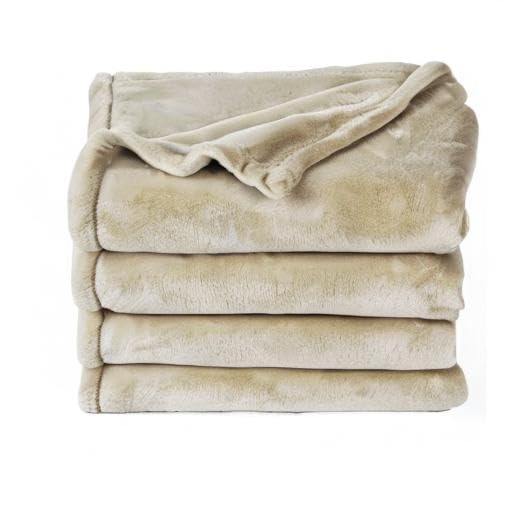PHF Ultra Soft Fleece Blanket Queen Size, No Shed No Pilling Luxury Plush Cozy 300GSM Lightweight Blanket for Bed, Couch, Chair, Sofa Suitable for All Season, 90" x 90", Khaki