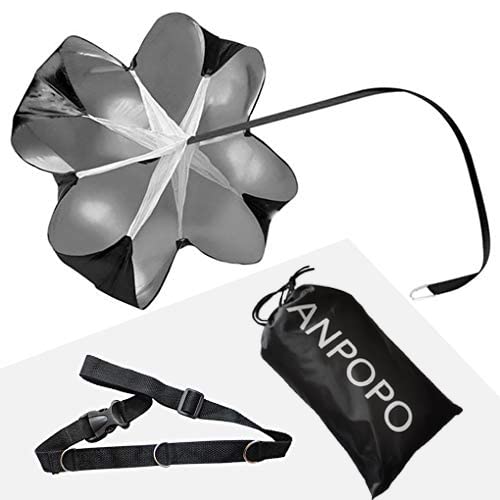 ANPOPO Bfsmile Running Speed Training 56" Parachute with Adjustable Strap, Free Carry Bag. Speed Chute Resistance Running Parachute for Kids Youth and Adults (Black)