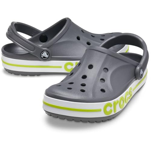 Crocs Unisex-Adult Bayaband Clogs, Slate Grey/Lime Punch, 4 Men/6 Women