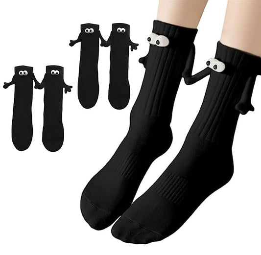 2 Pairs Magnetic Holding Hands Socks - Funny Gifts for Women & Men, Teens, Couples, Friends