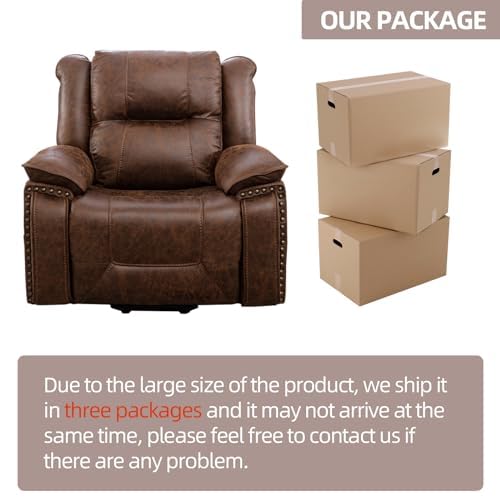 Phoenix Home Dual Motor Power Lift Chair for Elderly, Lift Chairs with Massage and Heat, Faux Leather Electric Chairs for Adults, Recliner Chair with USB, 2 Concealed Cup Holderss, Chestnut Brown