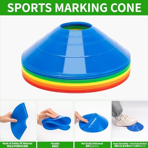 25 Pcs Pro Disc Cones - Training Cones Agility Soccer Cones with Carry Bag for Training, Soccer, Football, Basketball,Kids and Other Sports and Games(5 Colors)